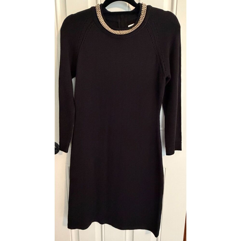 Calvin Klein Sweater Dress M with gold neck accent